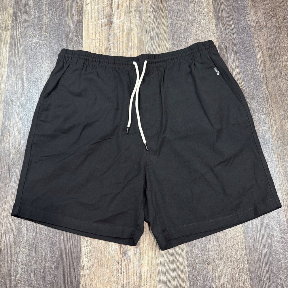 Woolly Merino Wool Blend Shorts Mens XL Black Elastic Waist Drawstring Casual